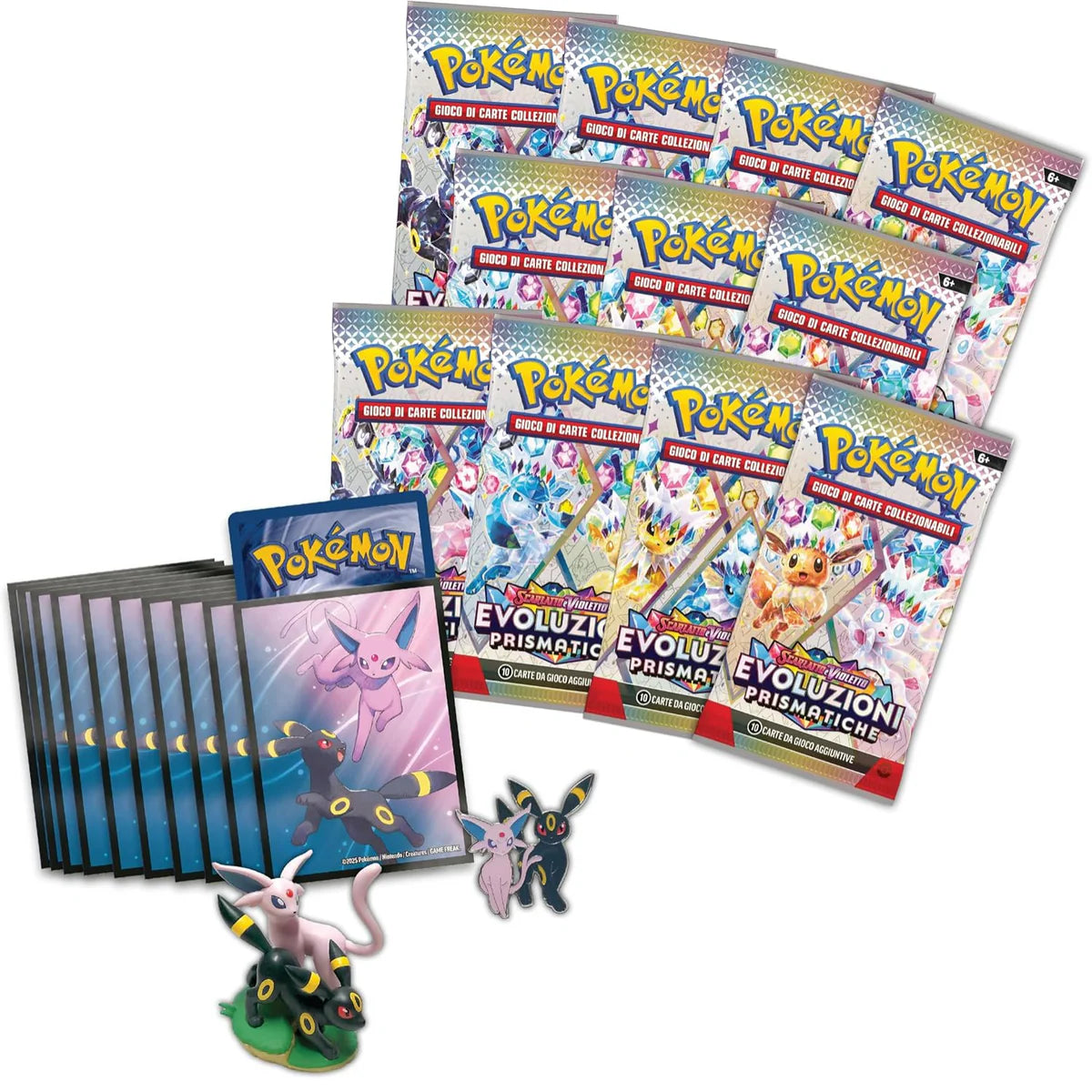 Pokémon collezione premium con statuina evoluzioni prismatiche
